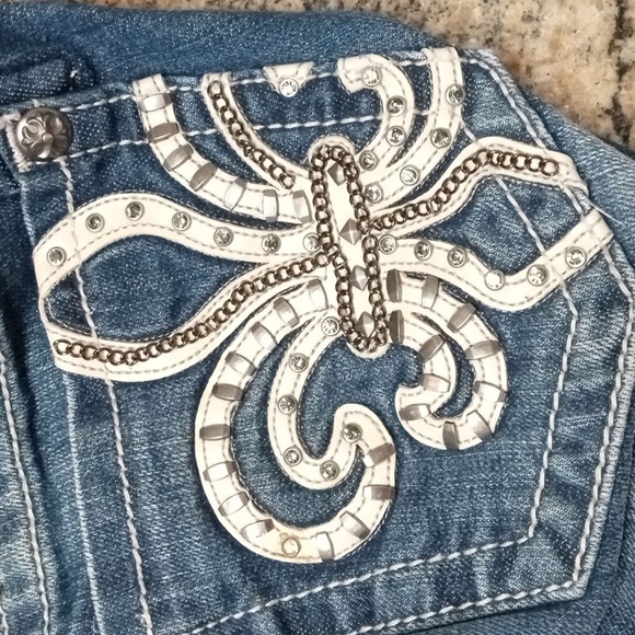 Miss Me Women's Blue Boot Cut Jeans with Raw Hem Size 29 - Picture 7 of 16